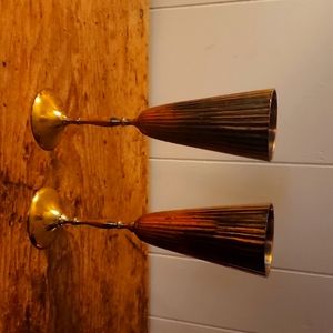 A pair of Vintage solid brass champagne flutes